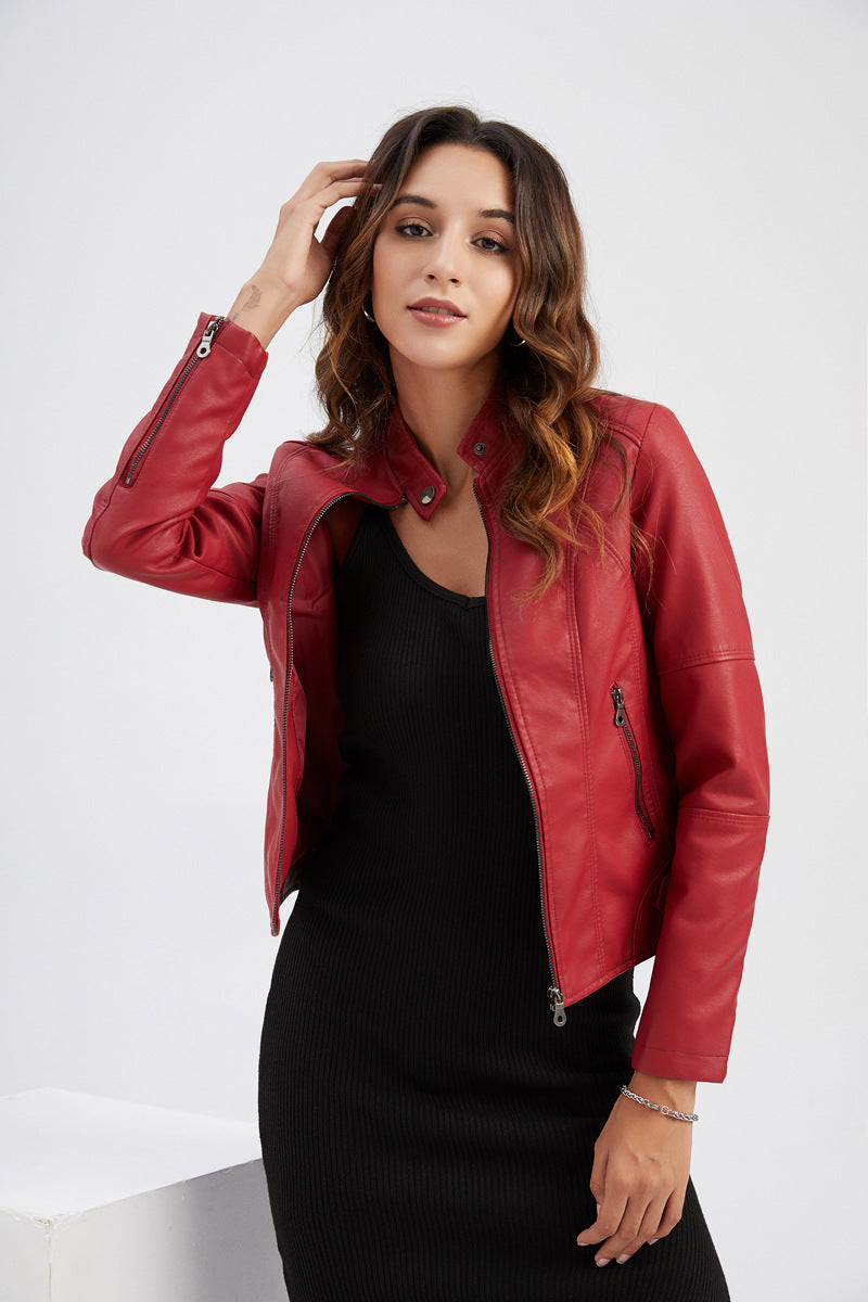 Veloria™ – Veste Femme en Cuir Zippée Style Biker Élégante