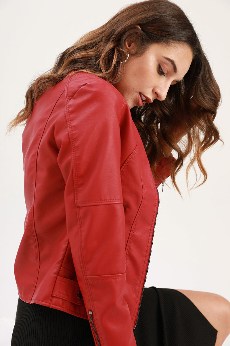 Veloria™ – Veste Femme en Cuir Zippée Style Biker Élégante
