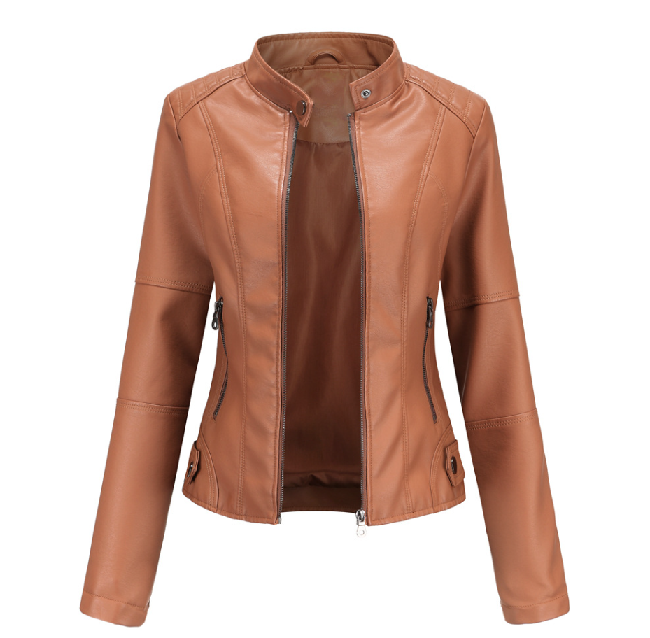 Veloria™ – Veste Femme en Cuir Zippée Style Biker Élégante