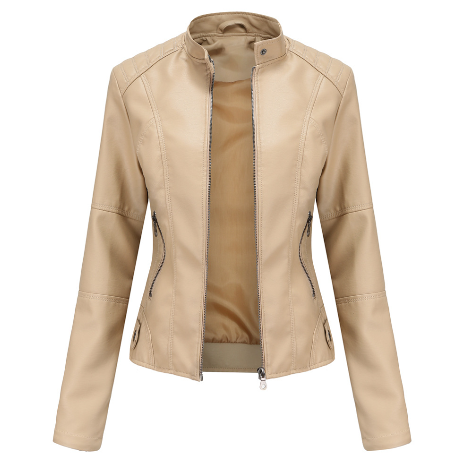 Veloria™ – Veste Femme en Cuir Zippée Style Biker Élégante