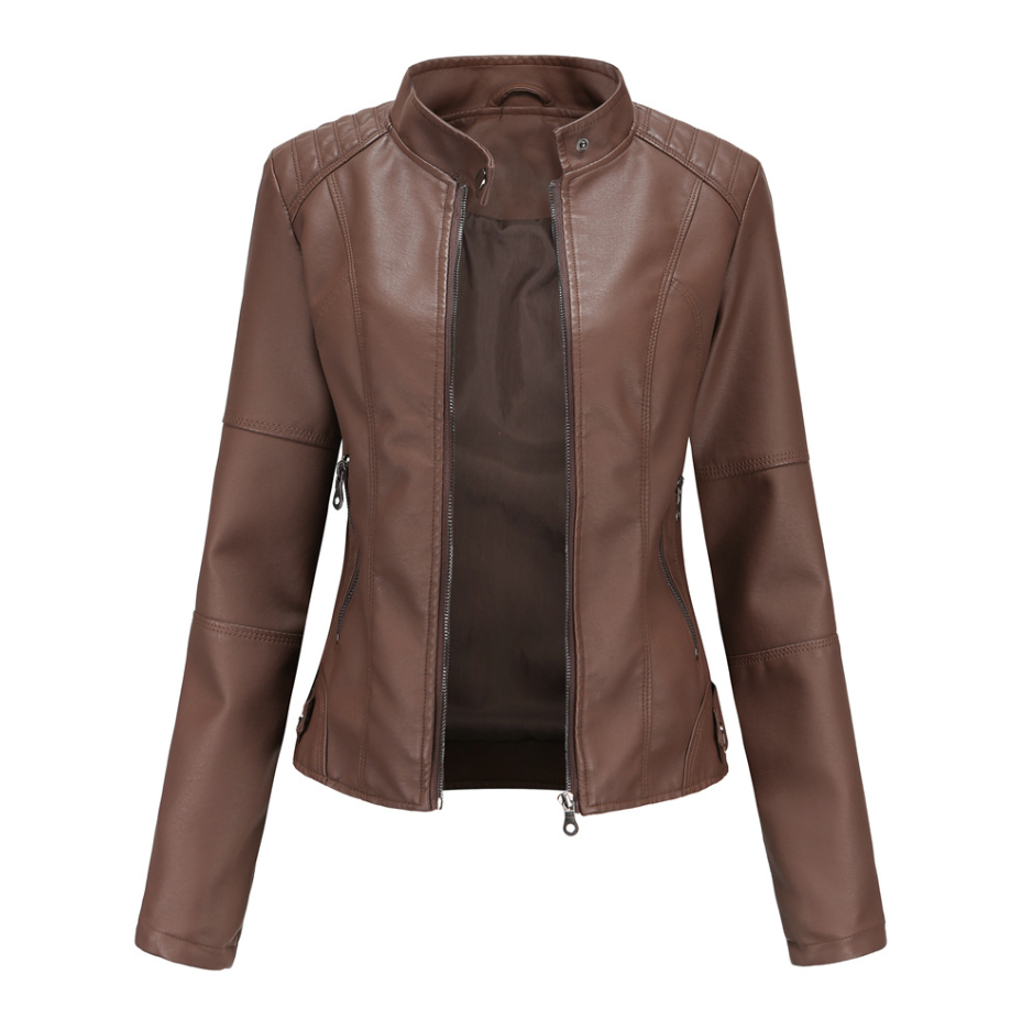 Veloria™ – Veste Femme en Cuir Zippée Style Biker Élégante