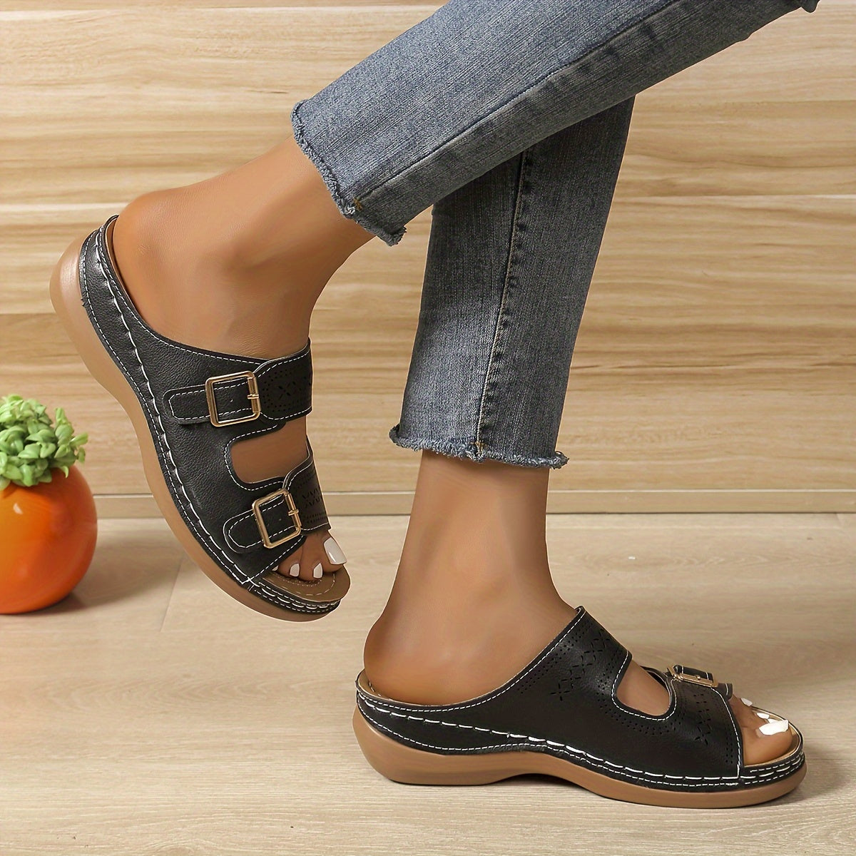Veloya™ – Sandales Femmes Confortables à Plateforme Large & Brides Réglables Été
