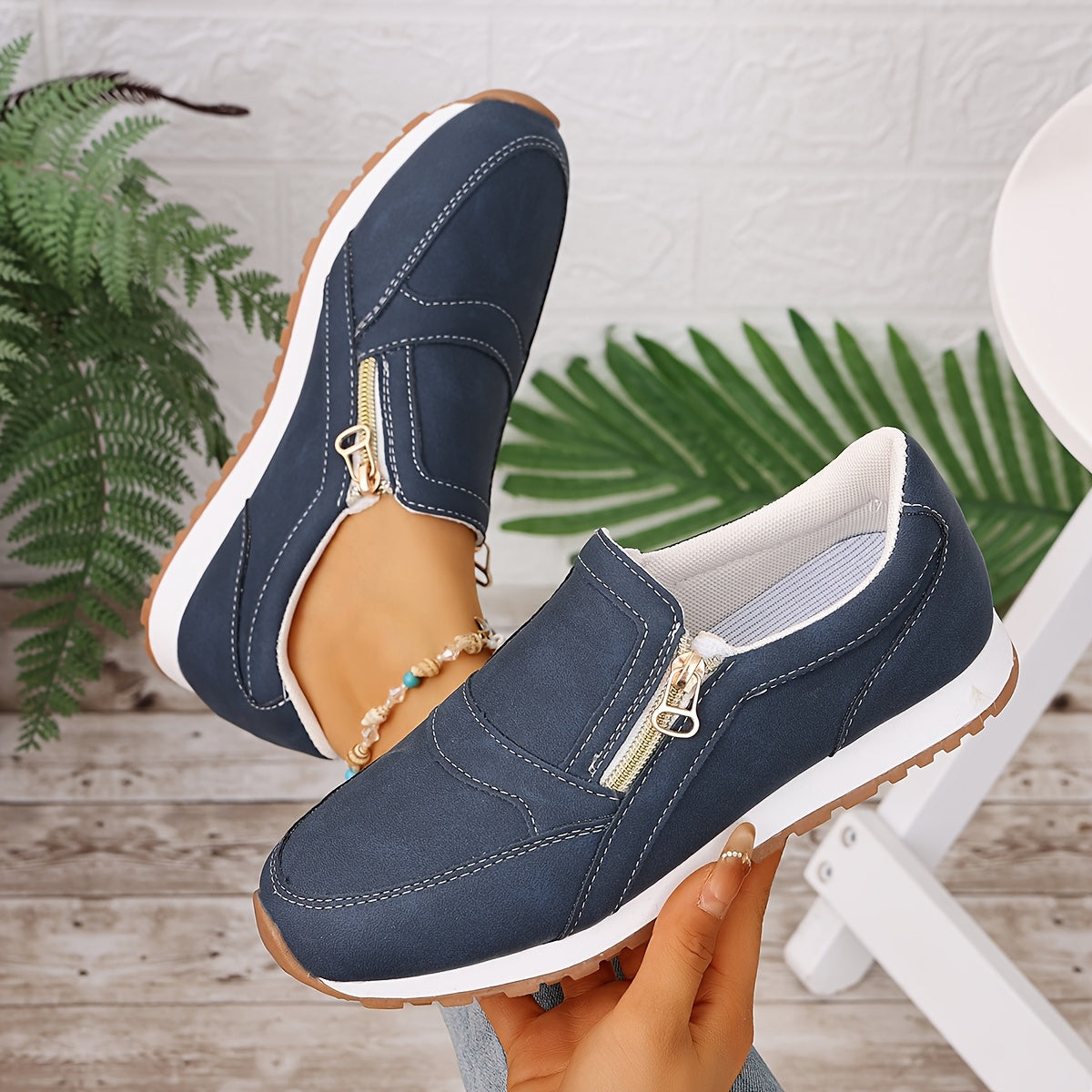 Veltrana™ – Baskets Femme Confort Sans Lacets à Double Fermeture