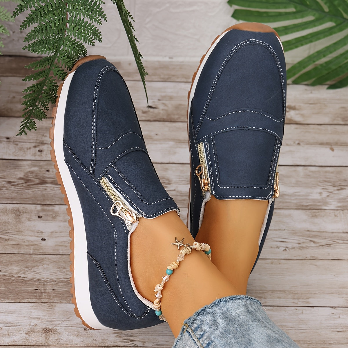 Veltrana™ – Baskets Femme Confort Sans Lacets à Double Fermeture