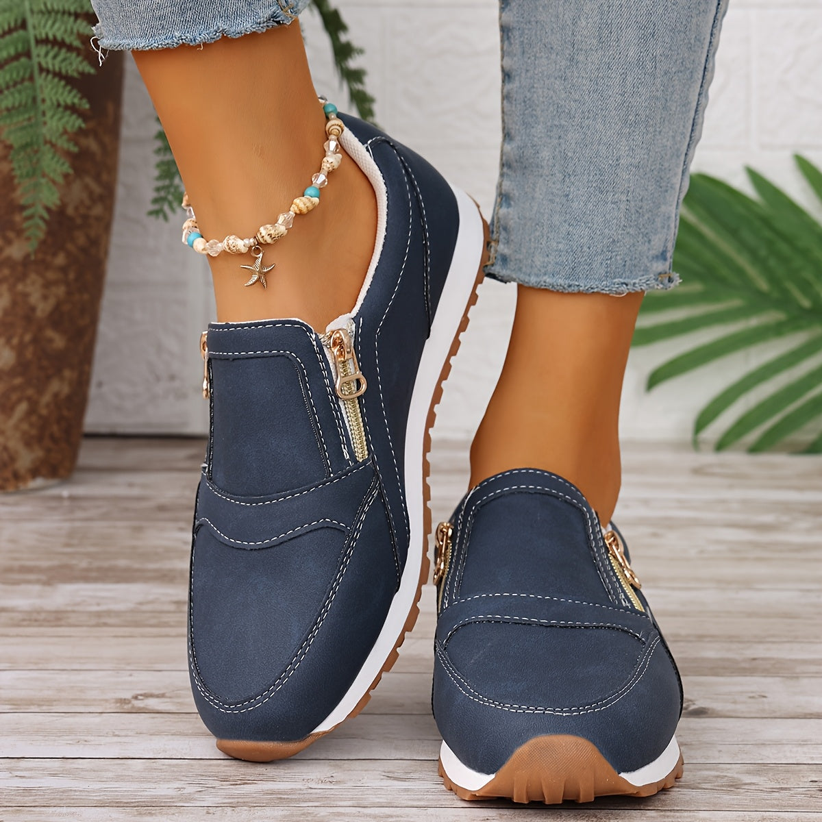 Veltrana™ – Baskets Femme Confort Sans Lacets à Double Fermeture