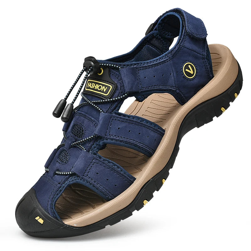 VeranoFlex™ – Sandales Homme en Cuir Élégantes et Confortables pour Été