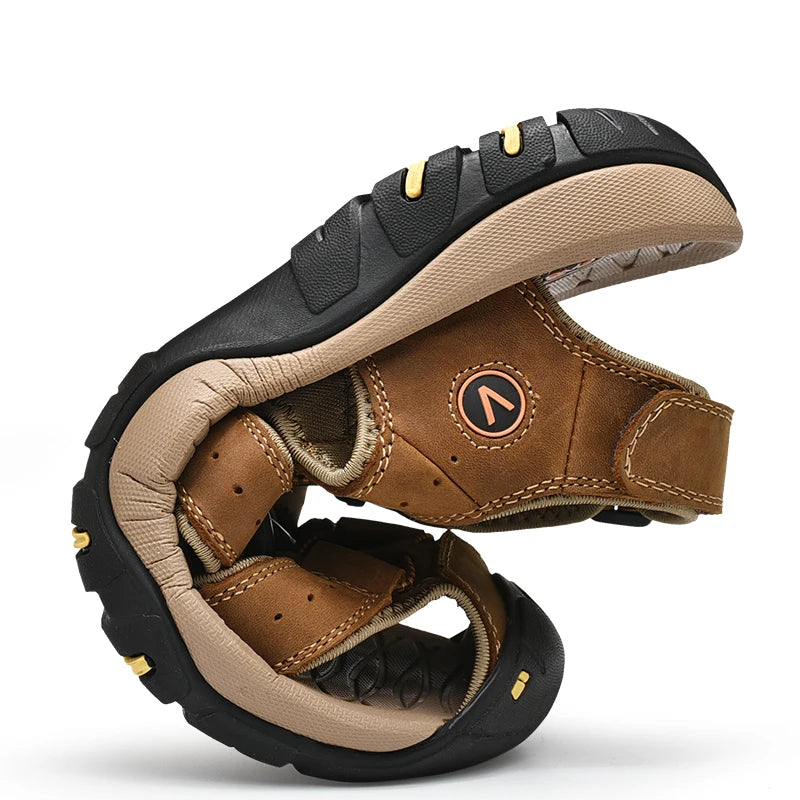 VeranoFlex™ – Sandales Homme en Cuir Élégantes et Confortables pour Été