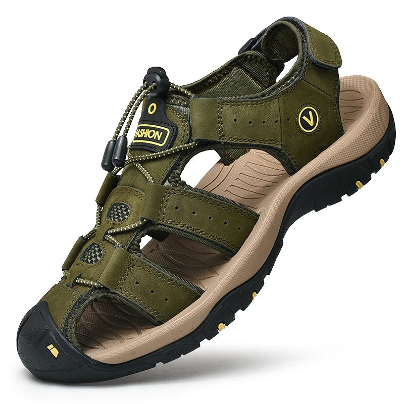 VeranoFlex™ – Sandales Homme en Cuir Élégantes et Confortables pour Été