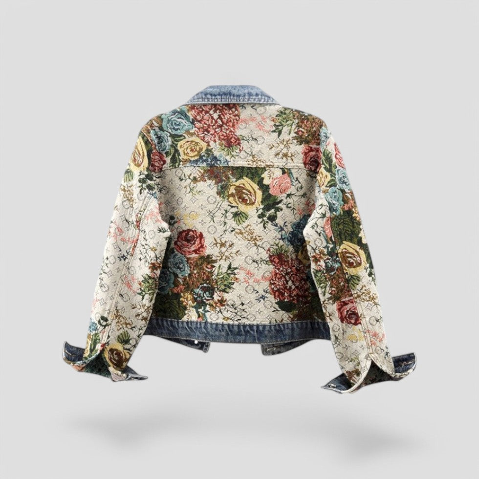 Veste en jean patchwork à fleurs style bohème streetwear vintage 2
