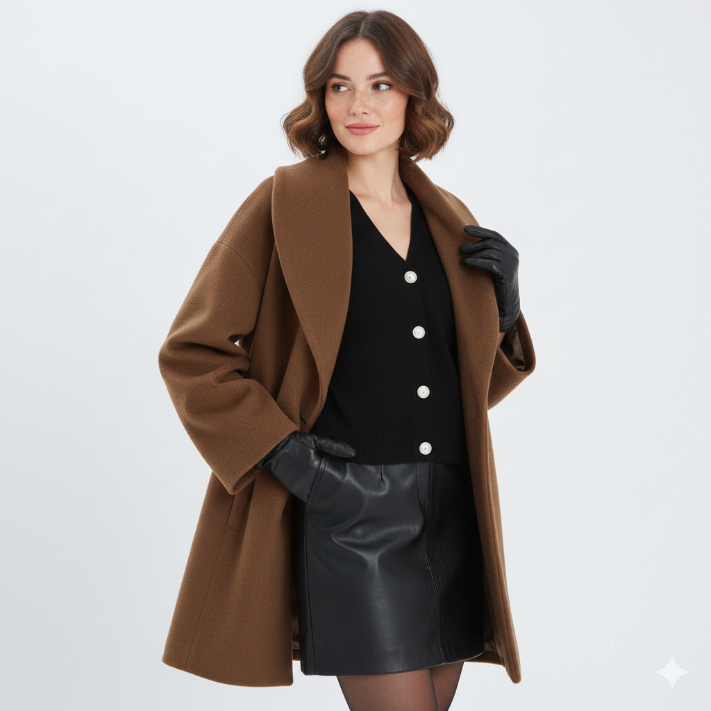 Manteau Grande Taille Féminin : Veste Longue Élégante avec Manches Droites