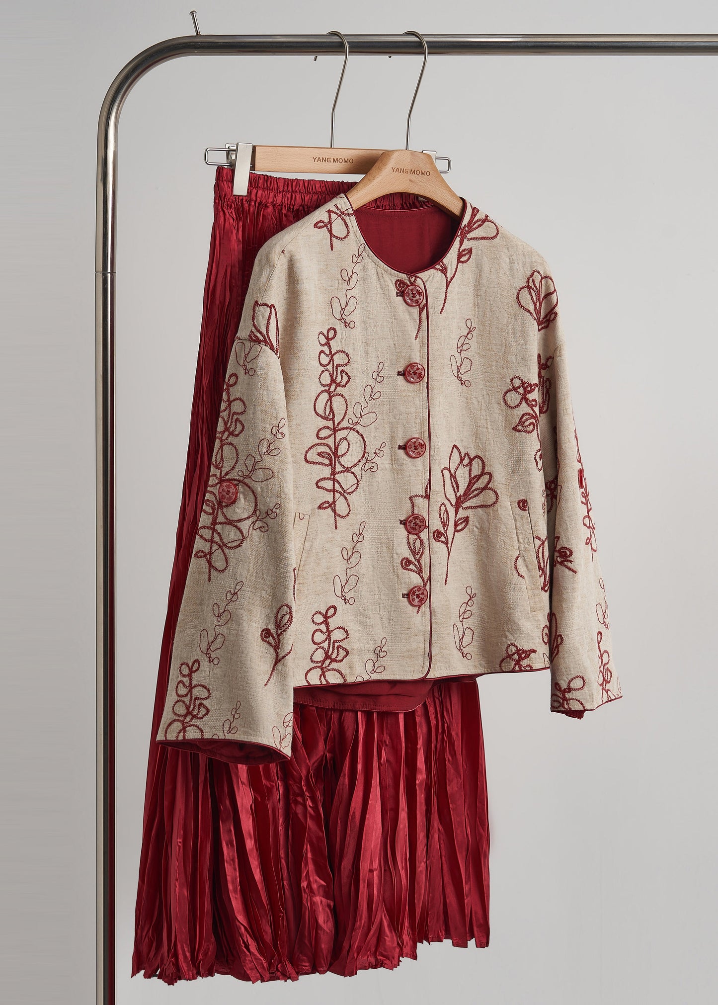 Manteaux d'automne en lin beige classique avec poches détails - EasyApparels