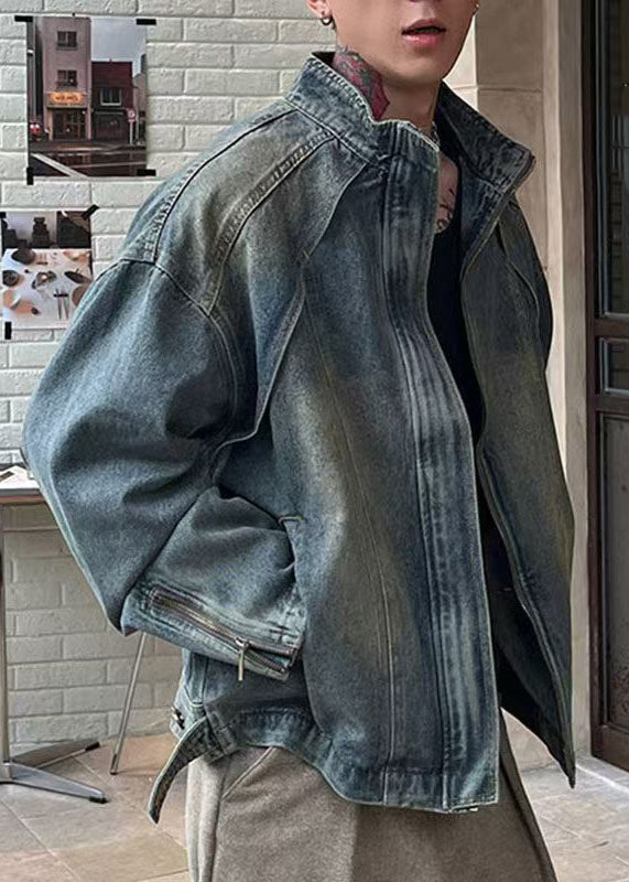 Denim Blue Jacket with Zip Pockets for Men Spring - EasyApparels