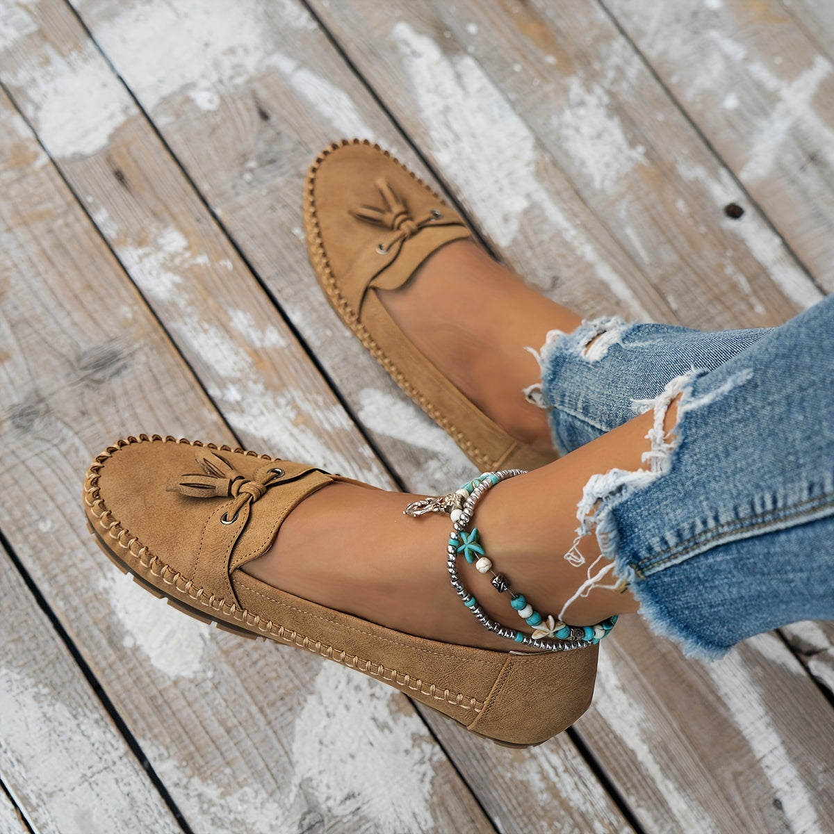 Vireline™ – Mocassin Femme Élégant et Confortable avec Noeud