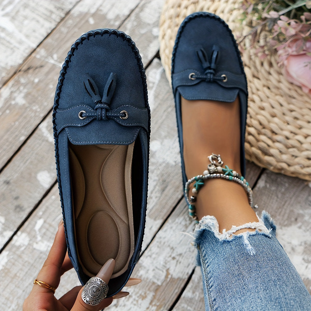 Vireline™ – Mocassin Femme Élégant et Confortable avec Noeud