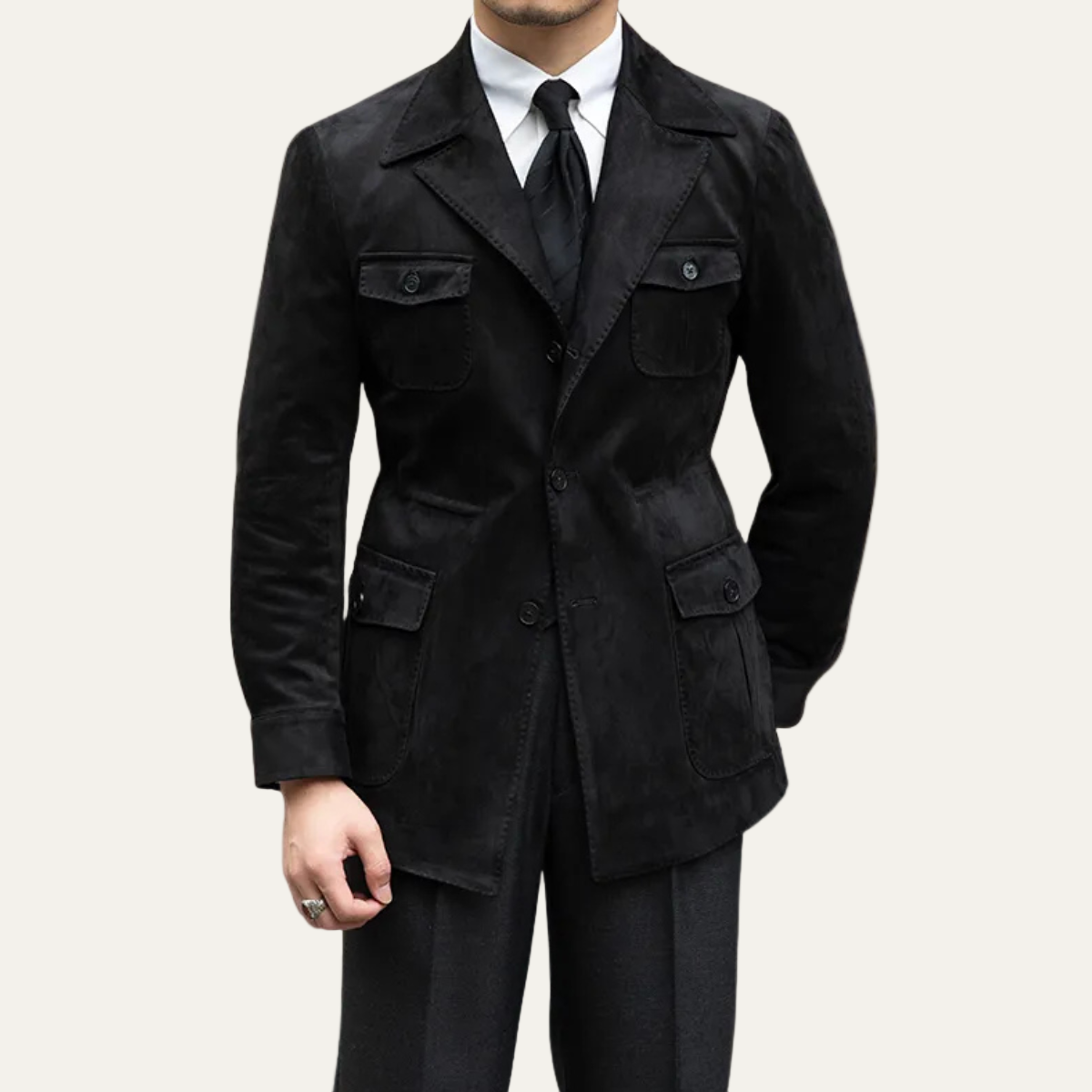 Blazer Homme Classique avec Poches et Col Chemise