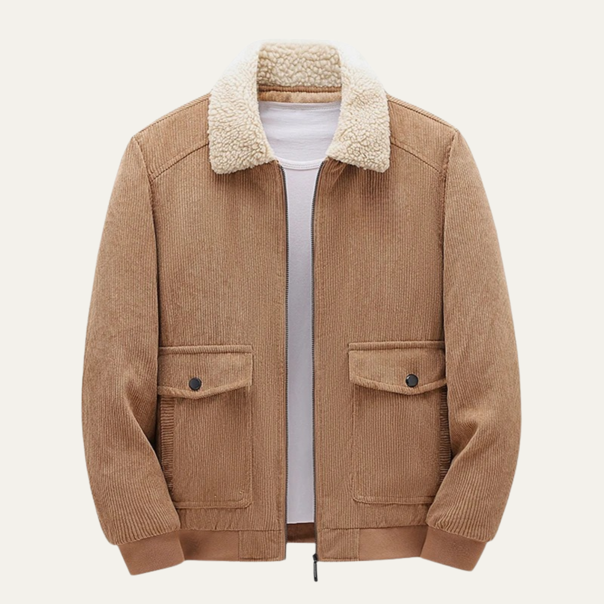 Blouson aviateur homme en cuir synthétique avec poches zippées et fermeture éclair