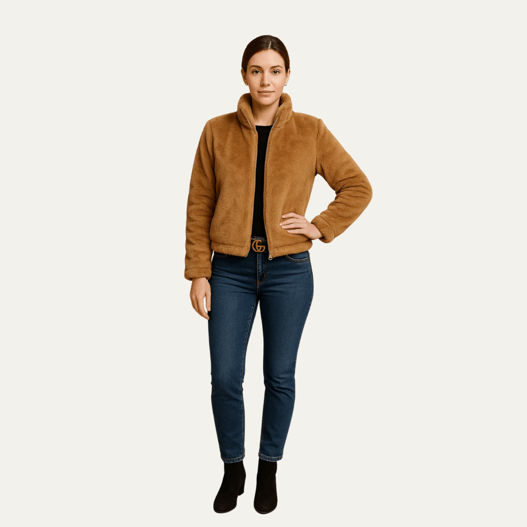 Blouson femme court en fausse fourrure doux