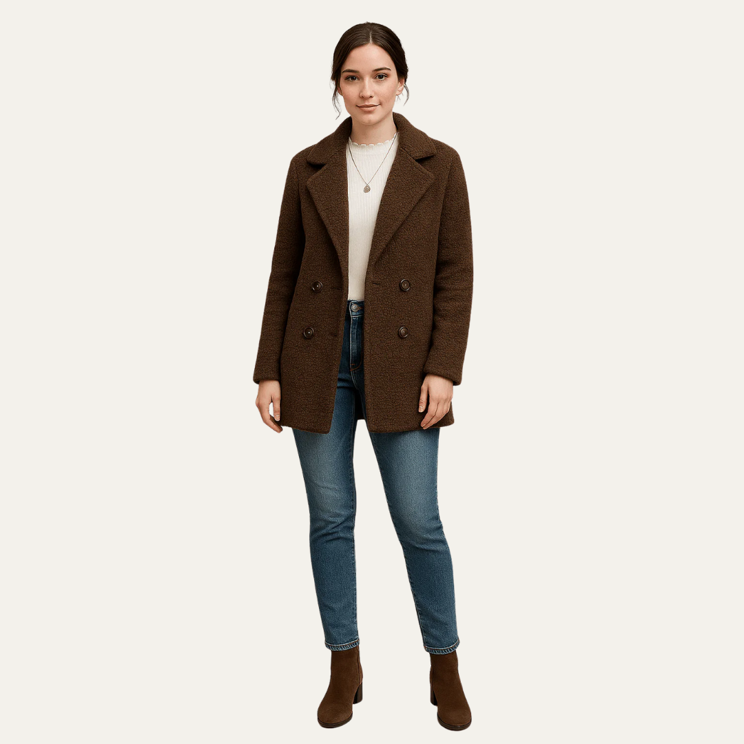 Caban femme épais et doux à fermeture croisée