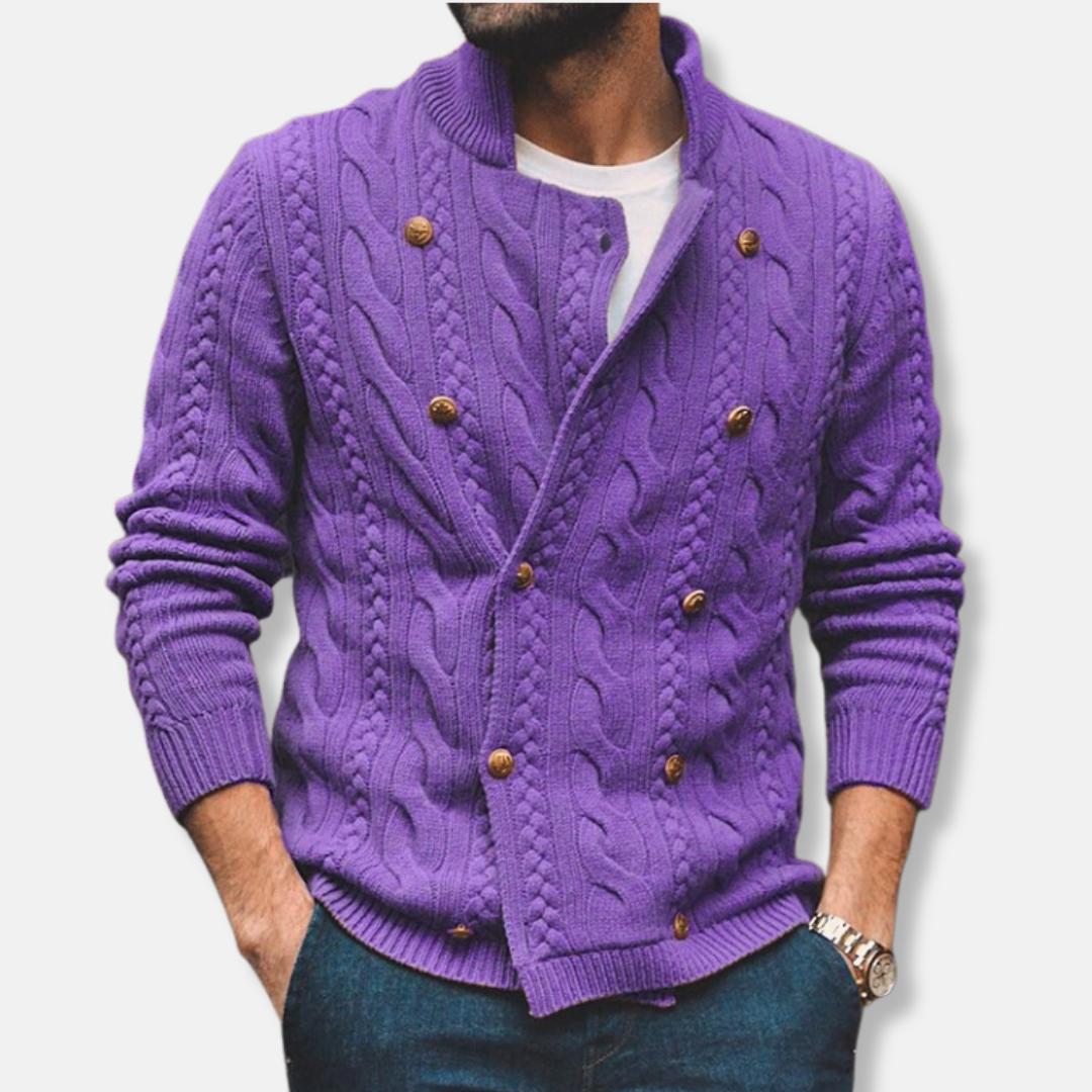 VogeLuxe | Cardigan croisé à col montant pour homme 4
