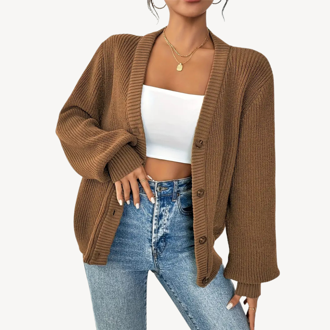 Gilet femme manches longues boutonné chic