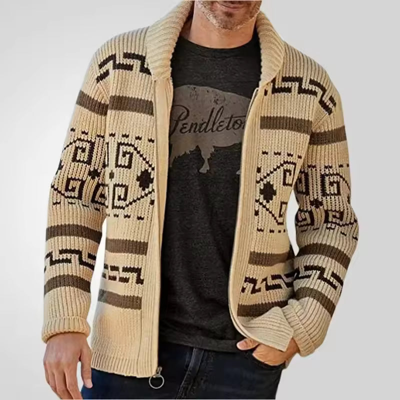 Gilet Homme Maille Épaisse Col Montant
