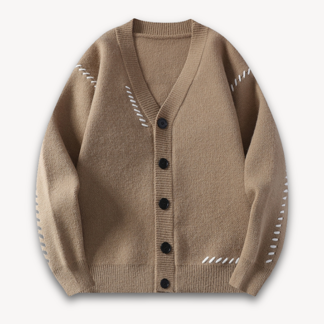 Gilet Homme Col V Décontracté avec Surpiqûres Visible