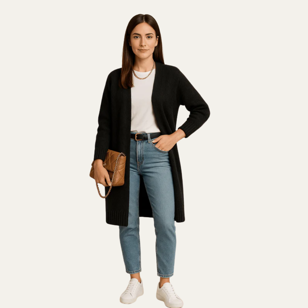 VogeLuxe | Gilet long ouvert duveteux pour femme 4