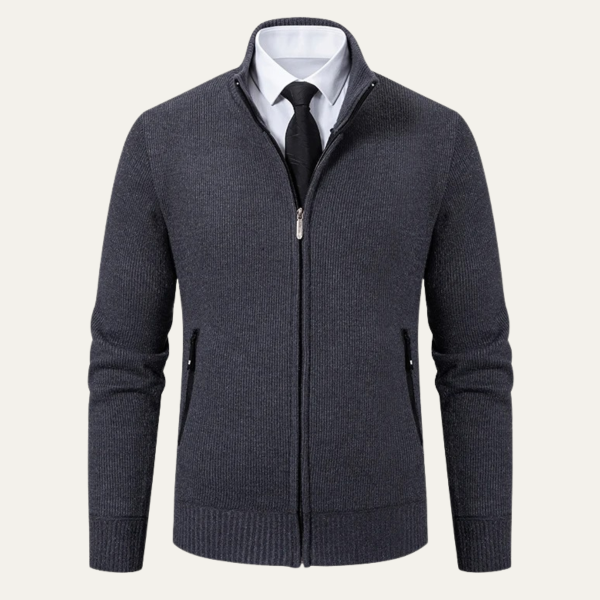VogeLuxe | Gilet zippé en maille lisse pour homme 8