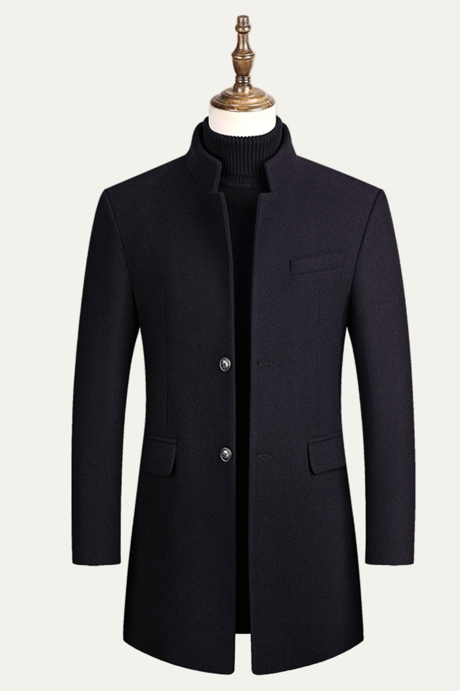 VogeLuxe | Manteau cintré pour homme à col mandarin 4