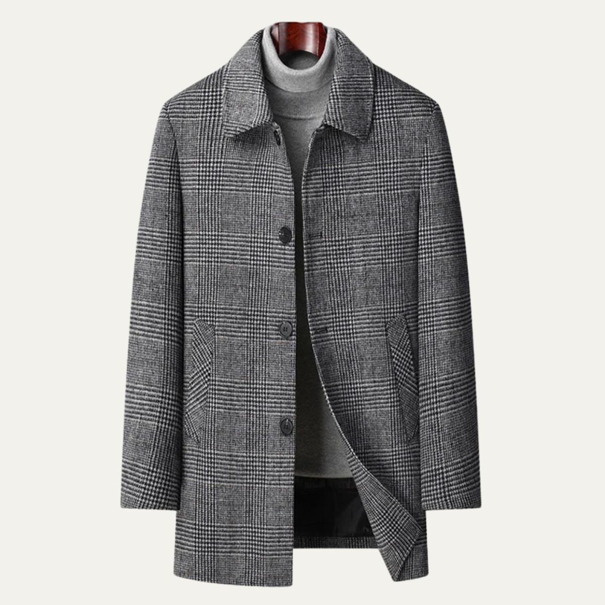 VogeLuxe | Manteau d'hiver en laine à carreaux pour homme 7