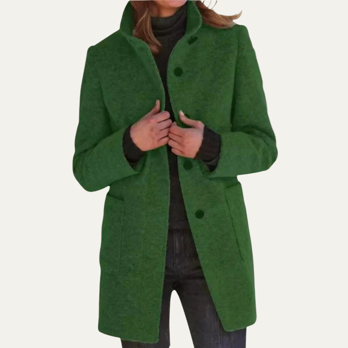 Manteau femme col montant chaud et élégant