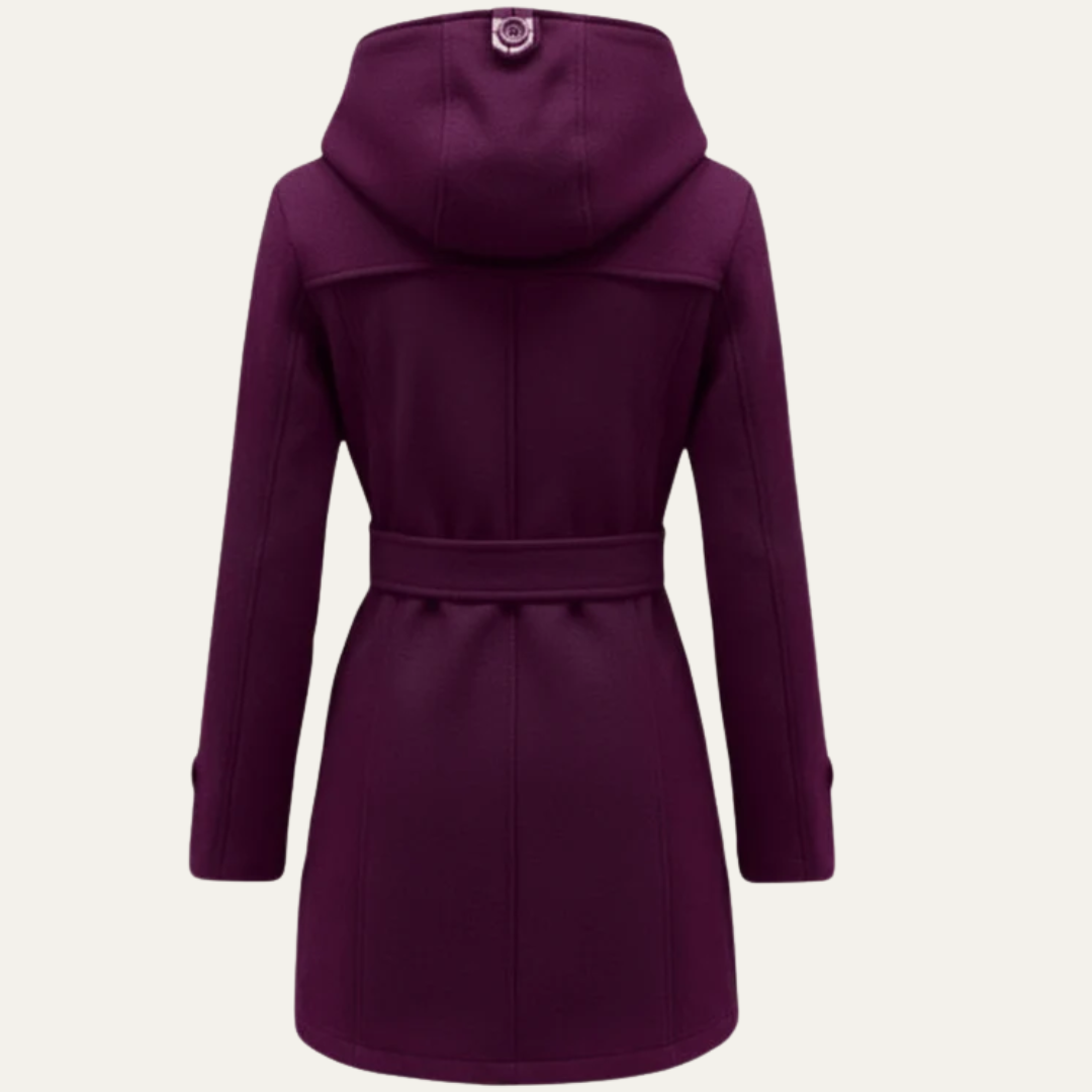 VogeLuxe | Manteau en laine croisé ceinturé pour femme avec capuche 8