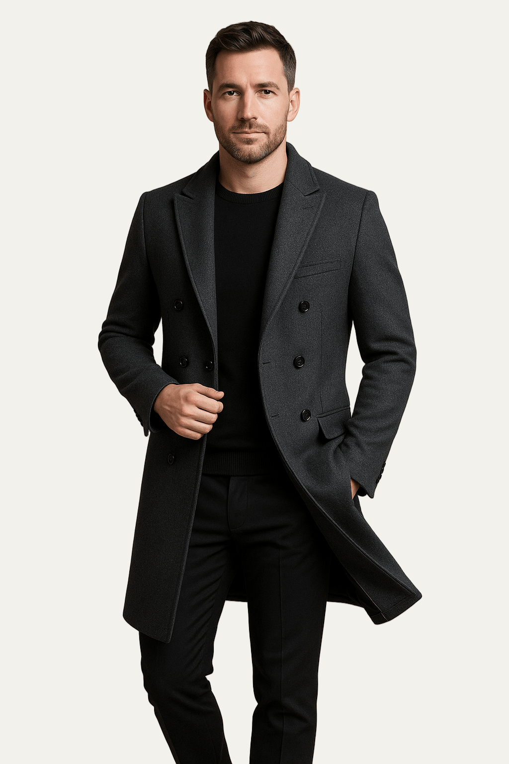 VogeLuxe | Manteau long croisé classique et élégant pour homme 1