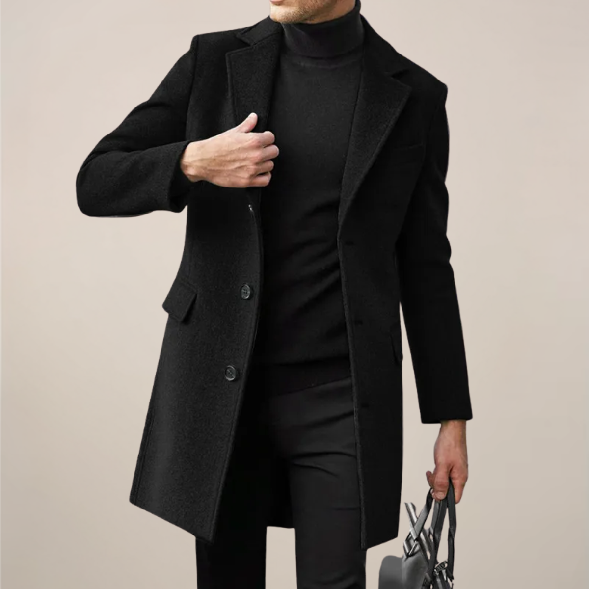 Manteau Homme Long Tailleur avec Boutonnage Simple - PanierRoyale