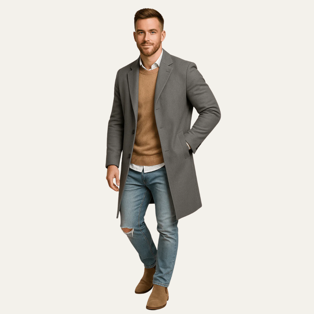 Manteau Homme Mi-Longueur sur Mesure Élégant