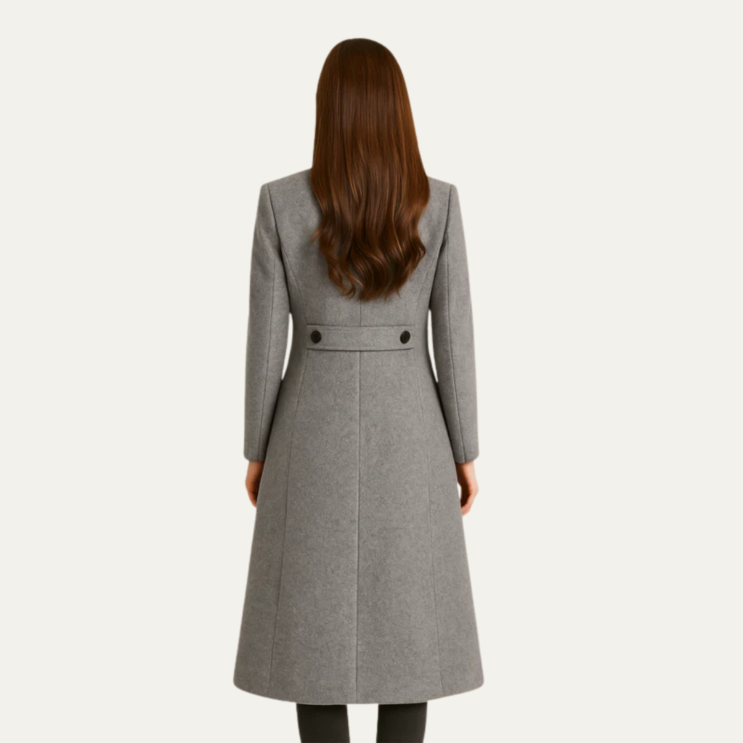 VogeLuxe | Manteau midi cintré pour femme à col montant 2