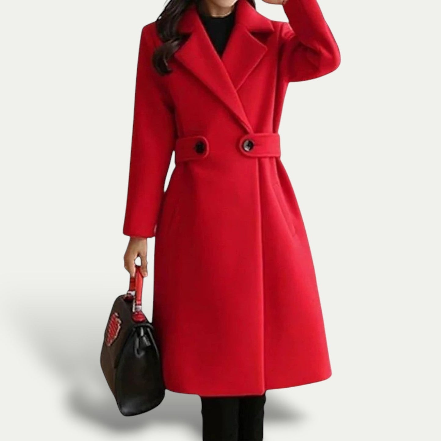 Manteau Femme Mi-Long Trapèze en Laine Douce