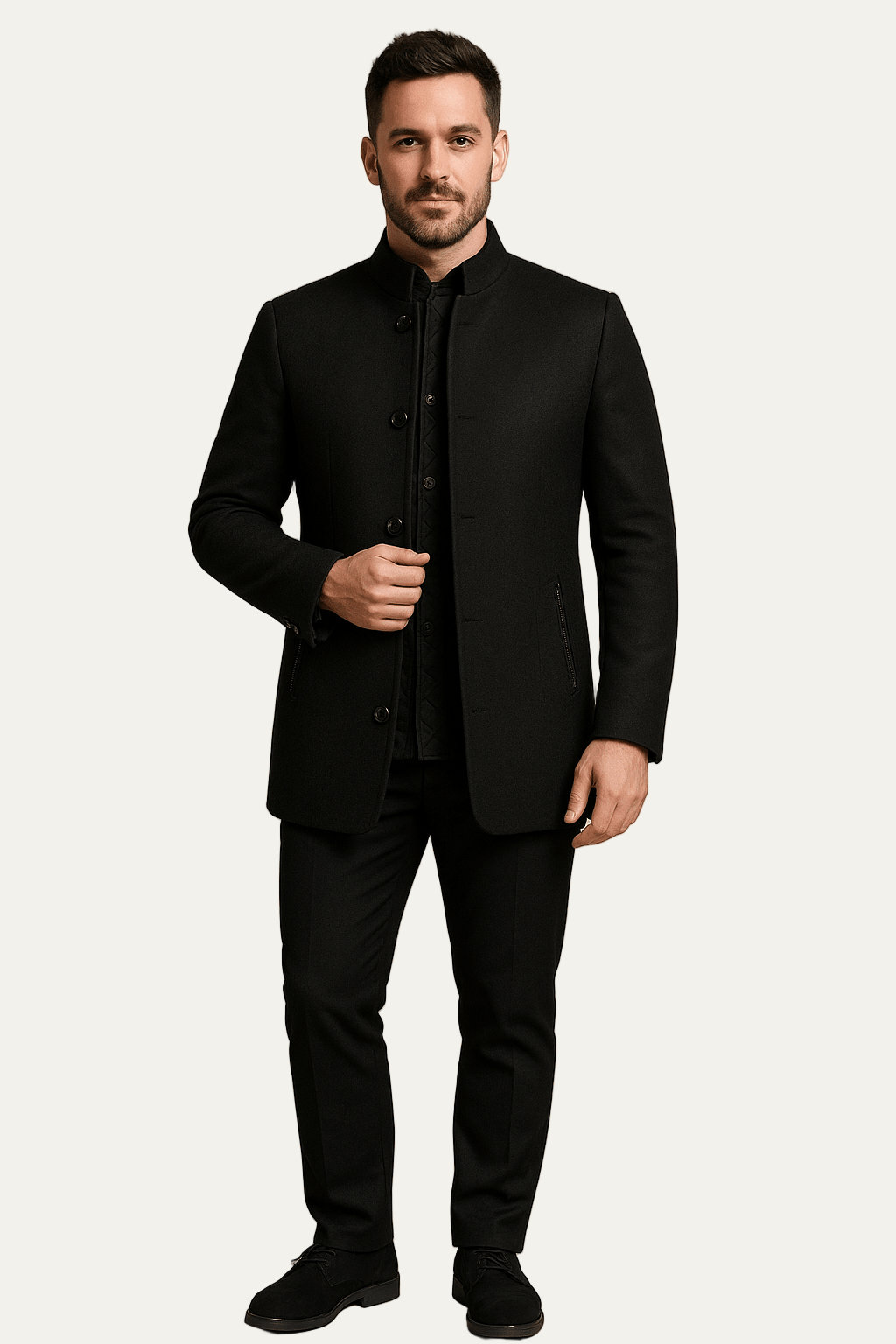 VogeLuxe | Manteau minimaliste à col montant pour homme 1
