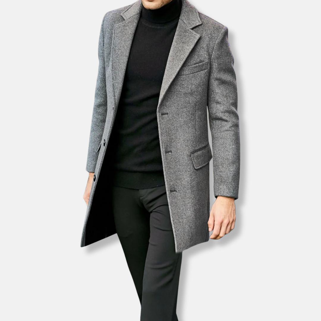 VogeLuxe | Manteau oversize croisé pour homme, longueur genou 3