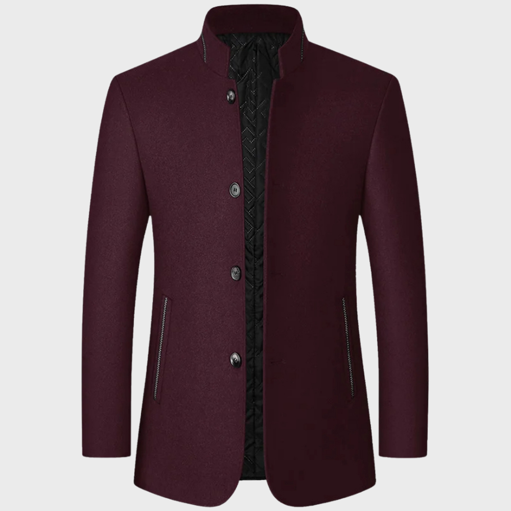VogeLuxe | Manteau sur mesure pour homme, col mandarin, doublure matelassée 9