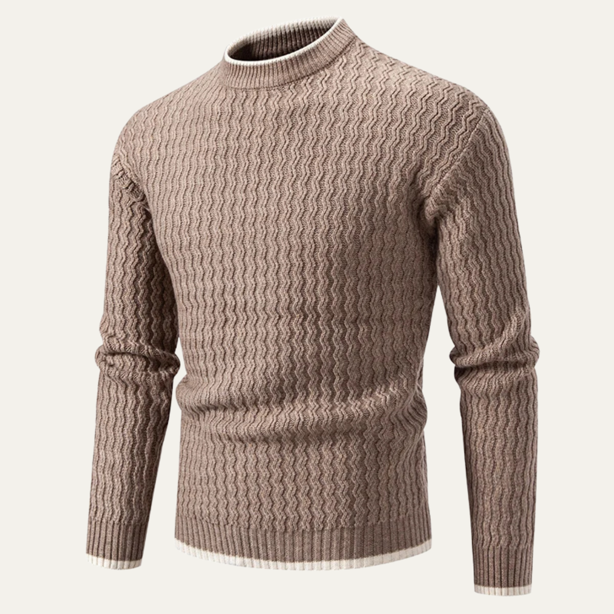 Pull Homme Col Montant en Maille Épaisse et Douce