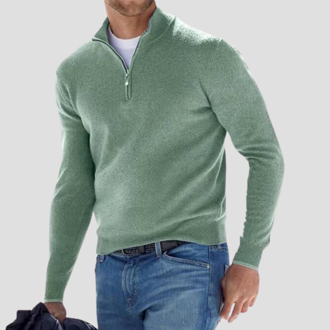 Pull zippé col montant homme classique et chaud