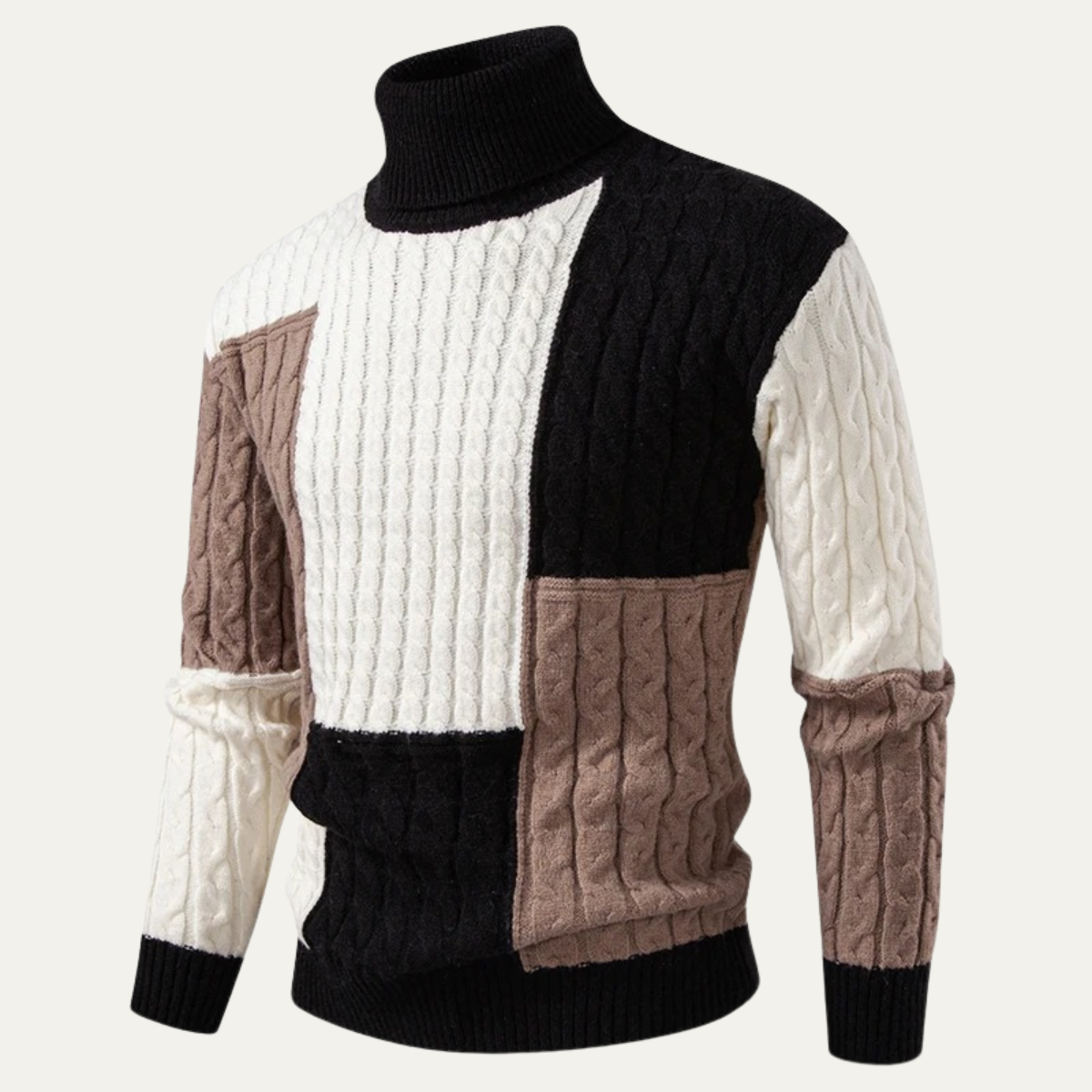 VogeLuxe | Pull à col roulé color-block pour homme 9