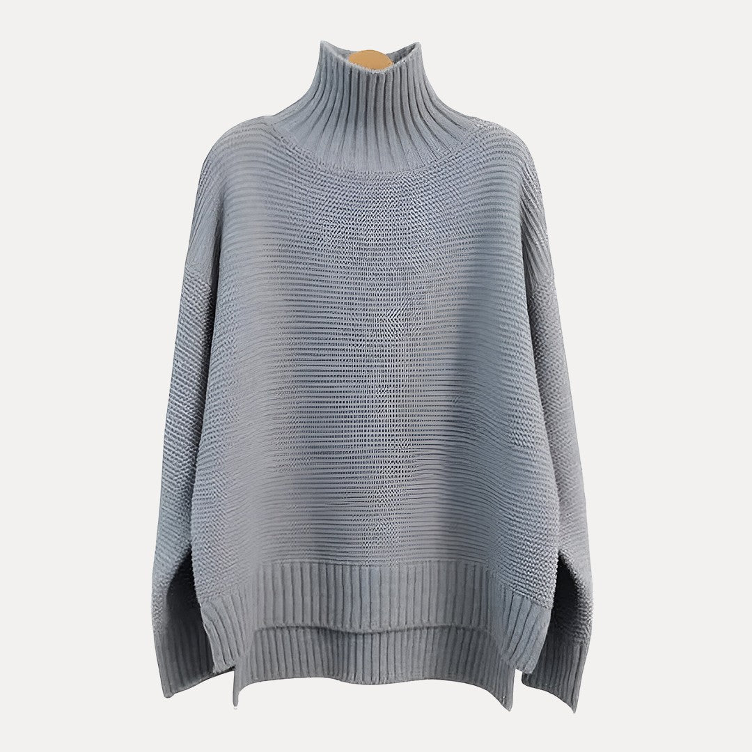 Pull Côtelé Femme Col Roulé Chaud et Confortable