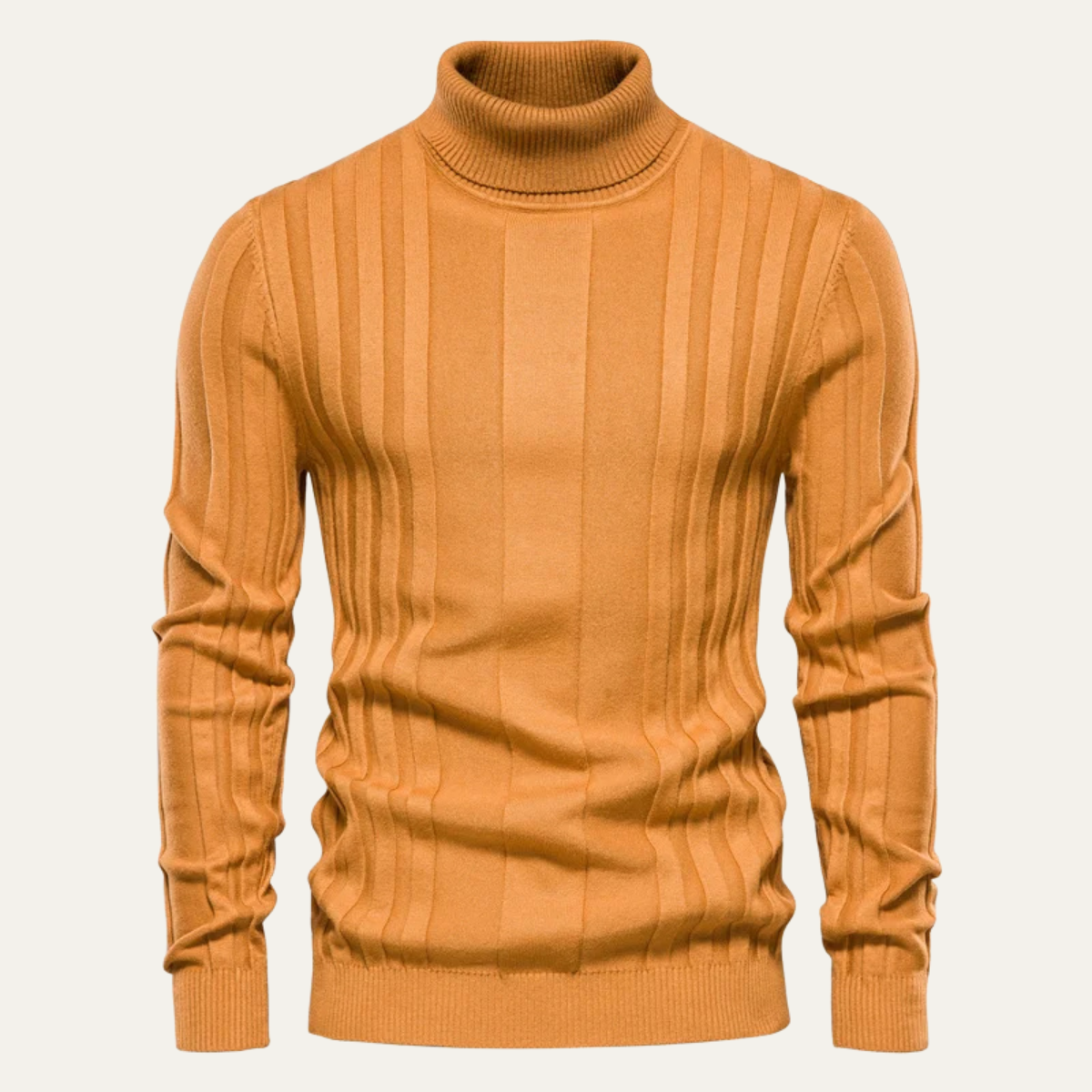 Pull Côtelé Homme Col Roulé Chaud et Confortable