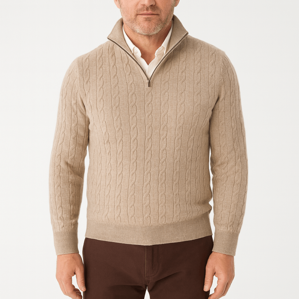 VogeLuxe | Pull à col roulé en maille torsadée pour homme 4