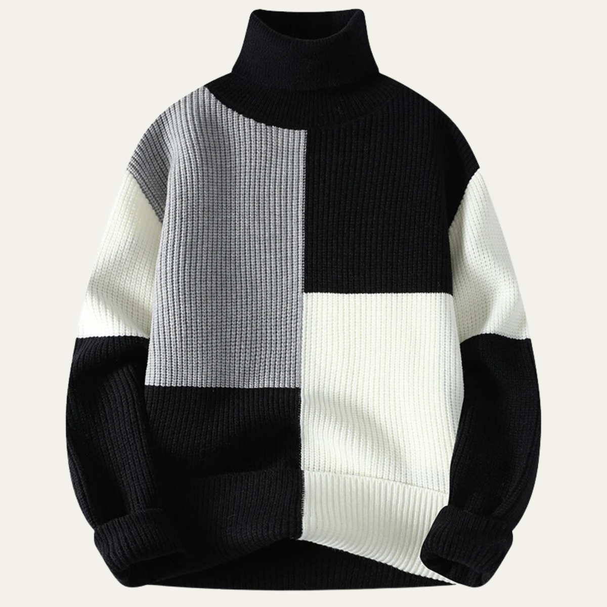 Pull Homme Col Roulé Multicolore Tendance