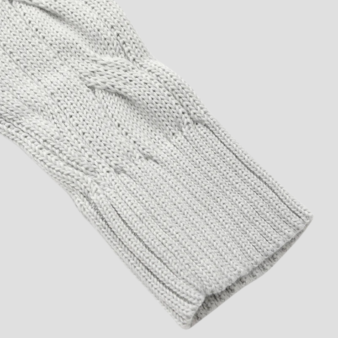 VogeLuxe | Pull à col zippé en grosse maille torsadée pour homme 7