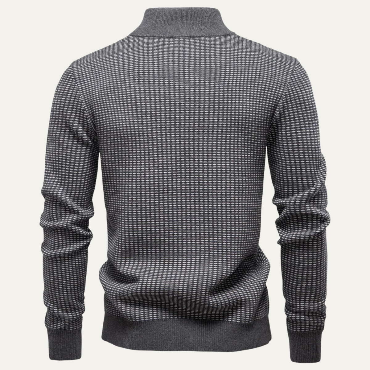 VogeLuxe | Pull à micro-carreaux et fermeture éclair quart de zip pour homme 6