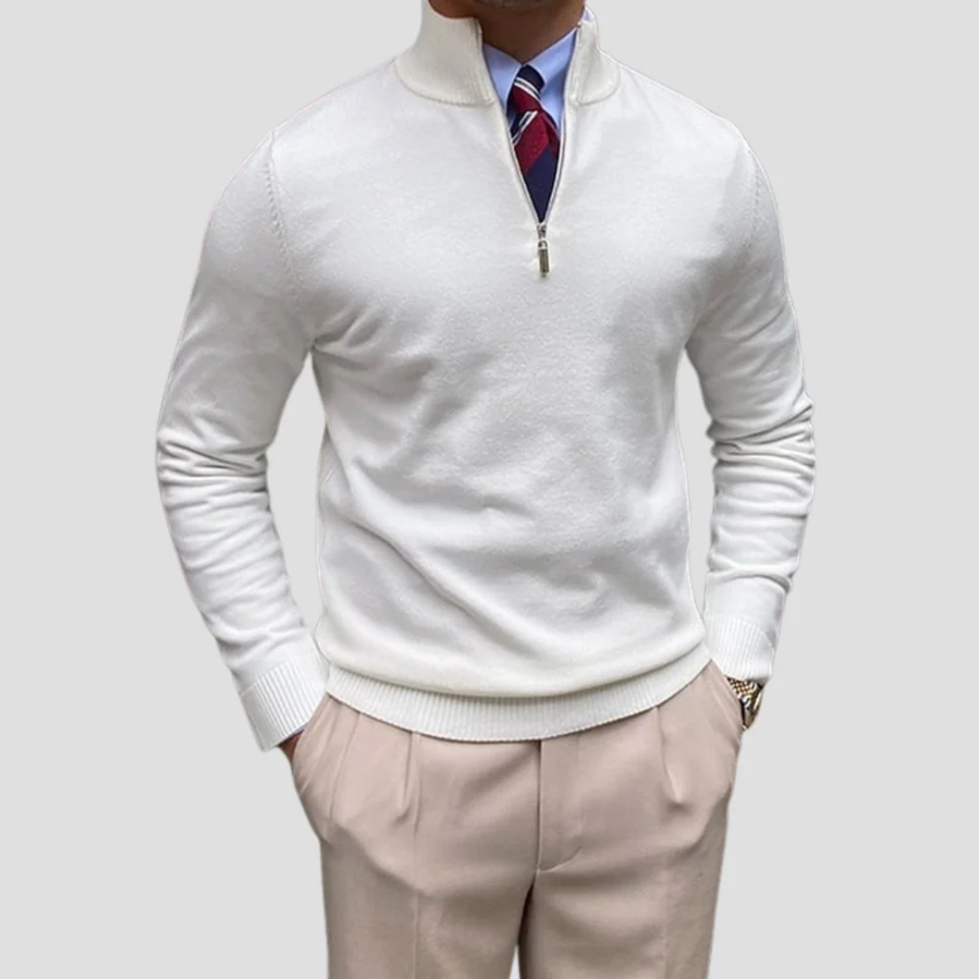 VogeLuxe | Pull classique homme à col montant et fermeture éclair 1/4 4